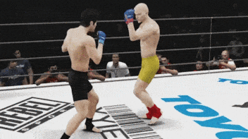 Bruce Lee Blasts Saitama With A Head Kick GIF