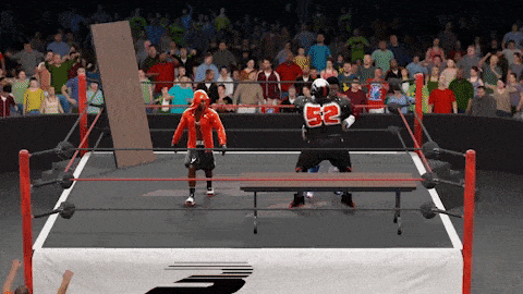 Backbreaker Puts Mr. Universe Through A Table GIF » 3T Wrestling